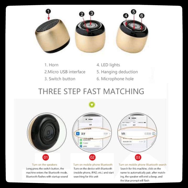 Loa Bluetooth Âm Thanh Siêu Trầm Có mic Cỡ Nhỏ Và Kích Thước Nhỏ Bằng Kim Loại Myanko WKUJ DPX3
