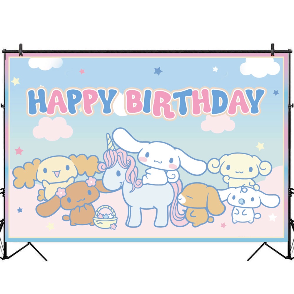 150 * 100 Cm Cinnamoroll Chúc Mừng Sinh Nhật Đảng Phông Nền Biểu Ngữ Dễ Thương Vải Ảnh Đạo Cụ Trang Trí Tiệc