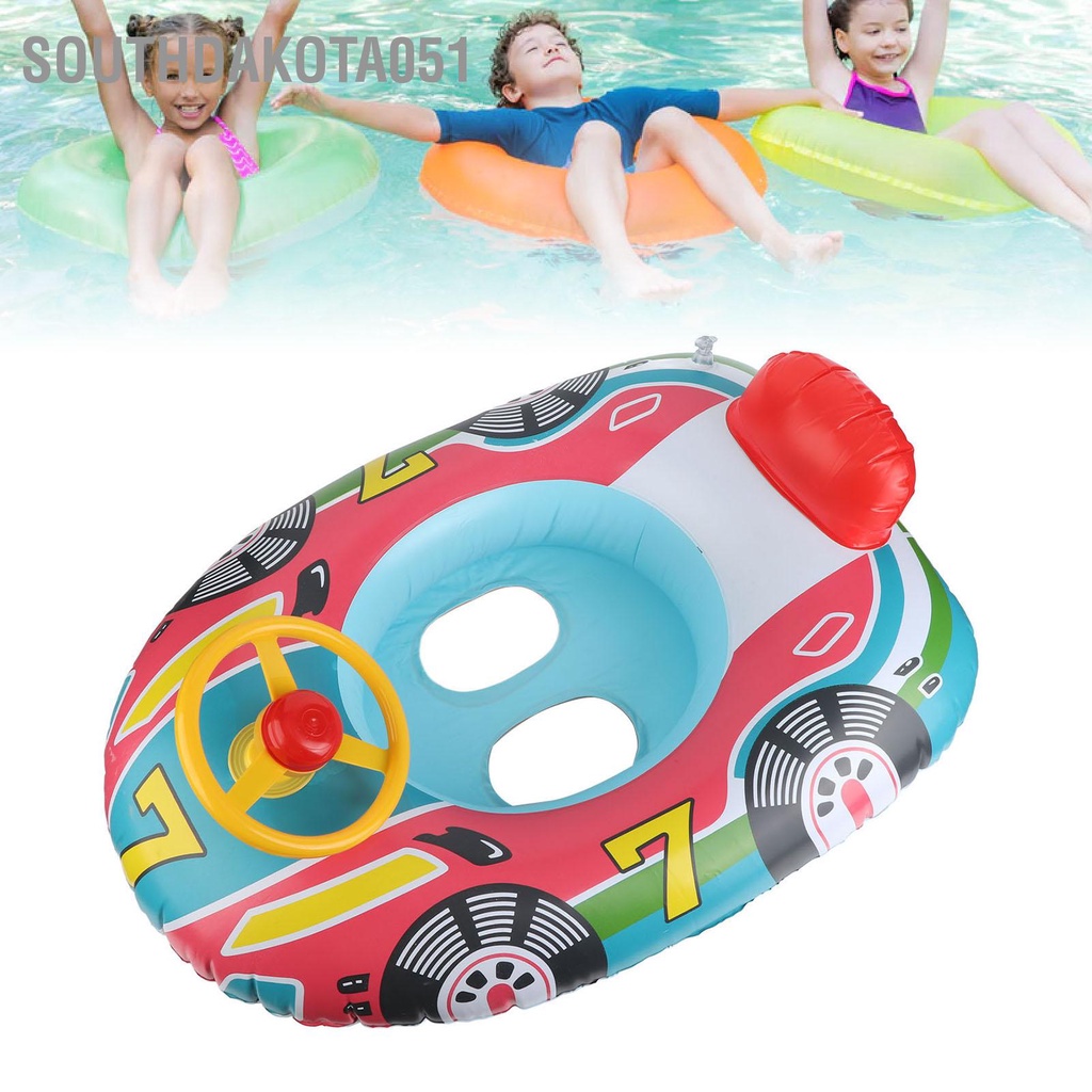 Southdakota051 Bể Bơi Bơm Hơi Phao PVC Hình Máy Bay Vòng Thuyền Có Tay Lái Cho Bé Tập Đi Trẻ Em
