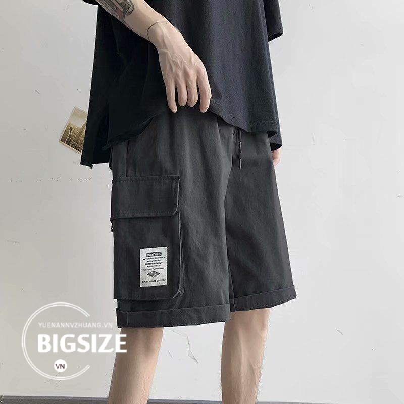 Quần short nam kaki Bigsize Quần đùi dáng suông ngố túi hộp cạp chun lưng thun đen mùa hè Phong cách Hàn Quốc Thời Trang cao cấp đẹp