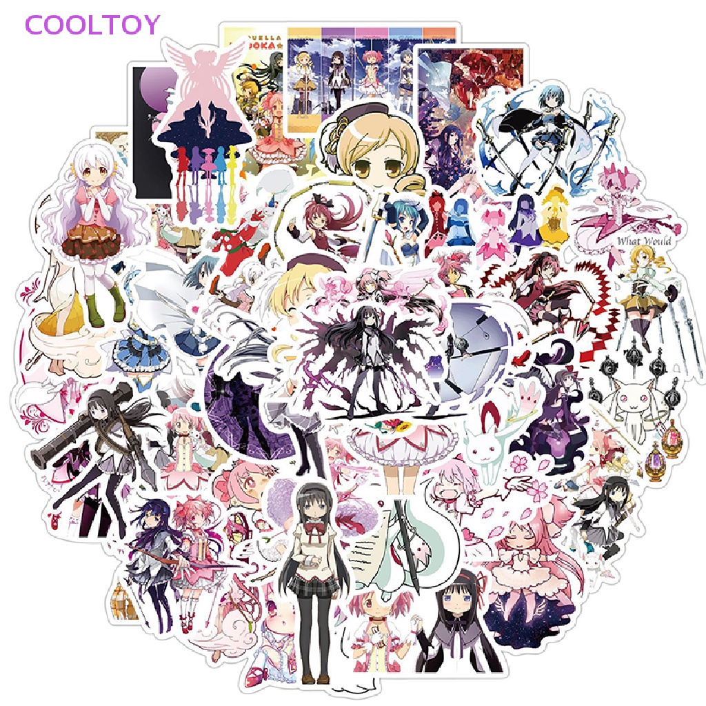 Cooltoy Set 50 Nhãn Dán Hoạt Hình Graffiti Magic Girl Madoka Cho Vali Xe Máy Notebook