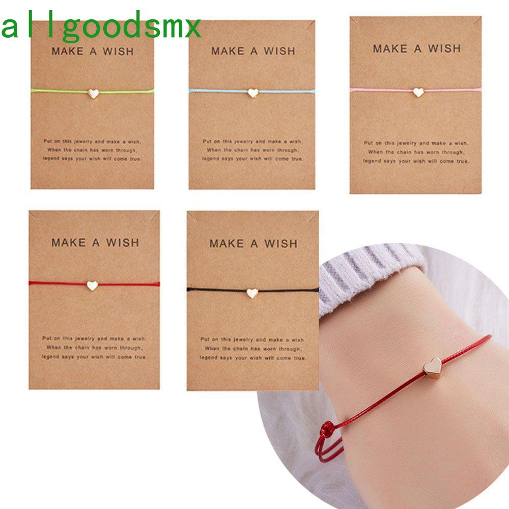 ALLGOODS Heart With Paper Card Woven Rope Love Adjustable Bracelet
