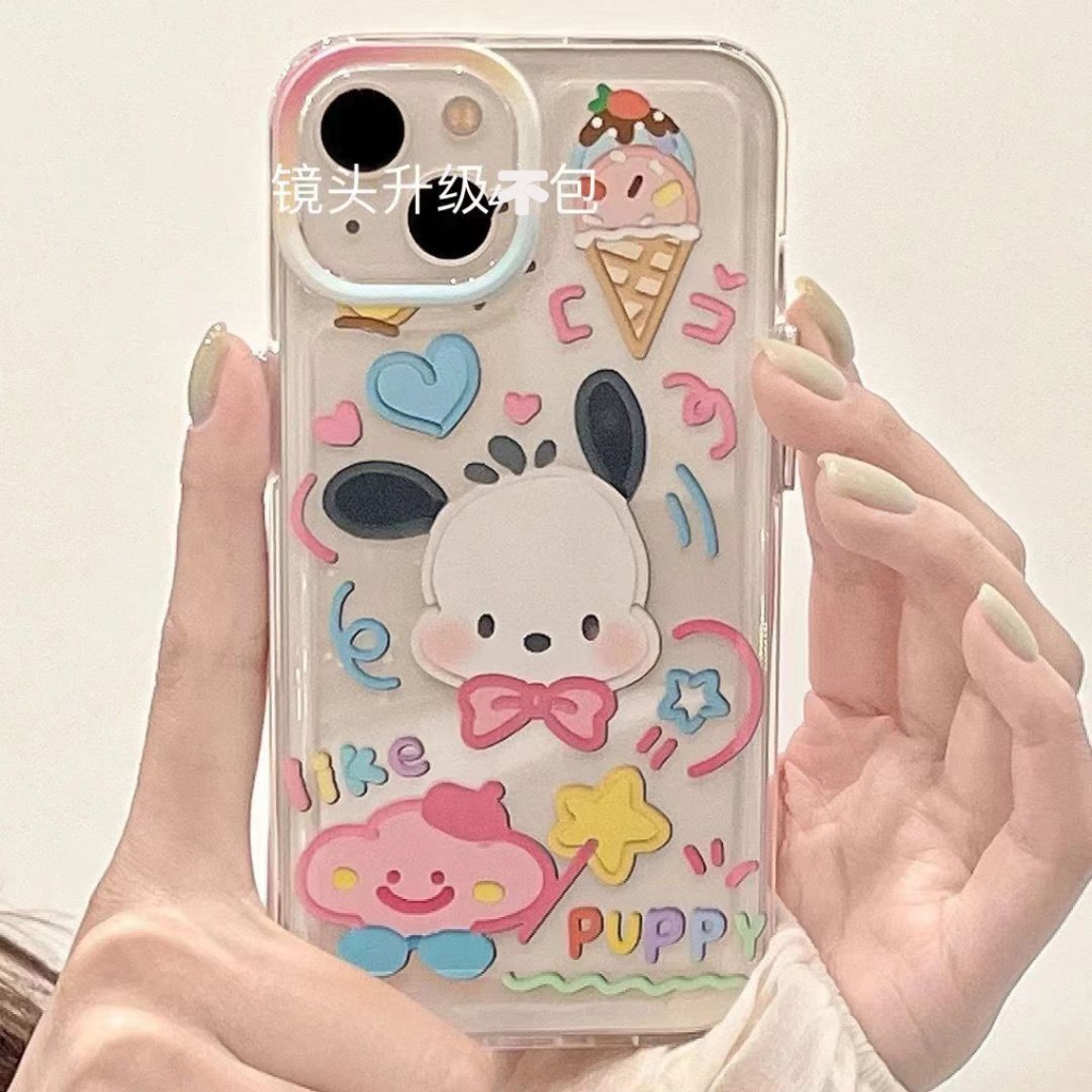 ✅Ốp Điện Thoại Mềm Màu Trong Suốt Hình Chú Chó / Mèo Graffiti Cho iPhone 14 13promax 12 11pro xr xs 7 8p Esr