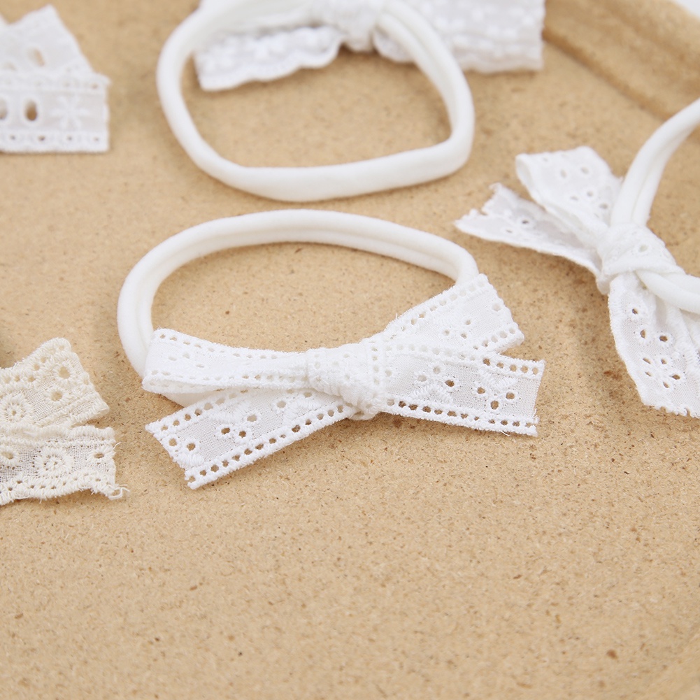 1 Băng Đô Vải Cotton Ren Thắt Nơ Xinh Xắn Cho Bé