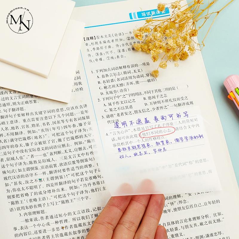 Bộ 50 Tờ Giấy Ghi Chú Trong Suốt Chống Thấm Nước Tiện Lợi