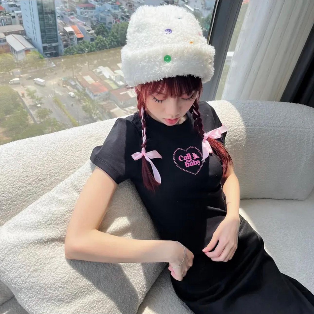 Áo thun Baby Tee PINKSTORE29 in hình trái tim Call Me Baby A5656