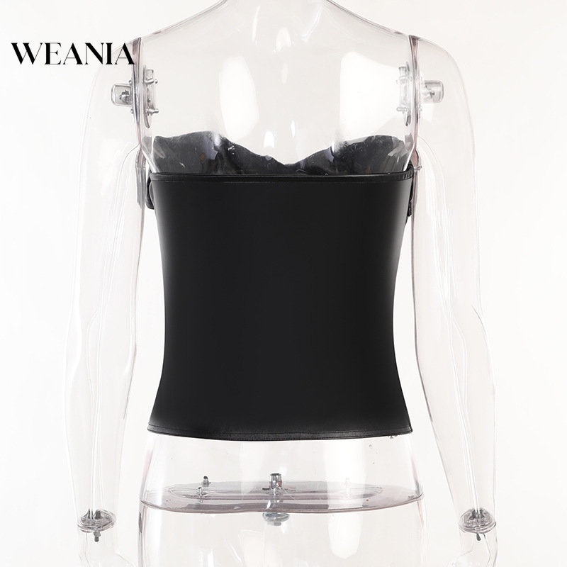 Weania Áo Ống Da Pu Phối Khóa Kéo Quyến Rũ Cho Nữ Đi Xe Máy