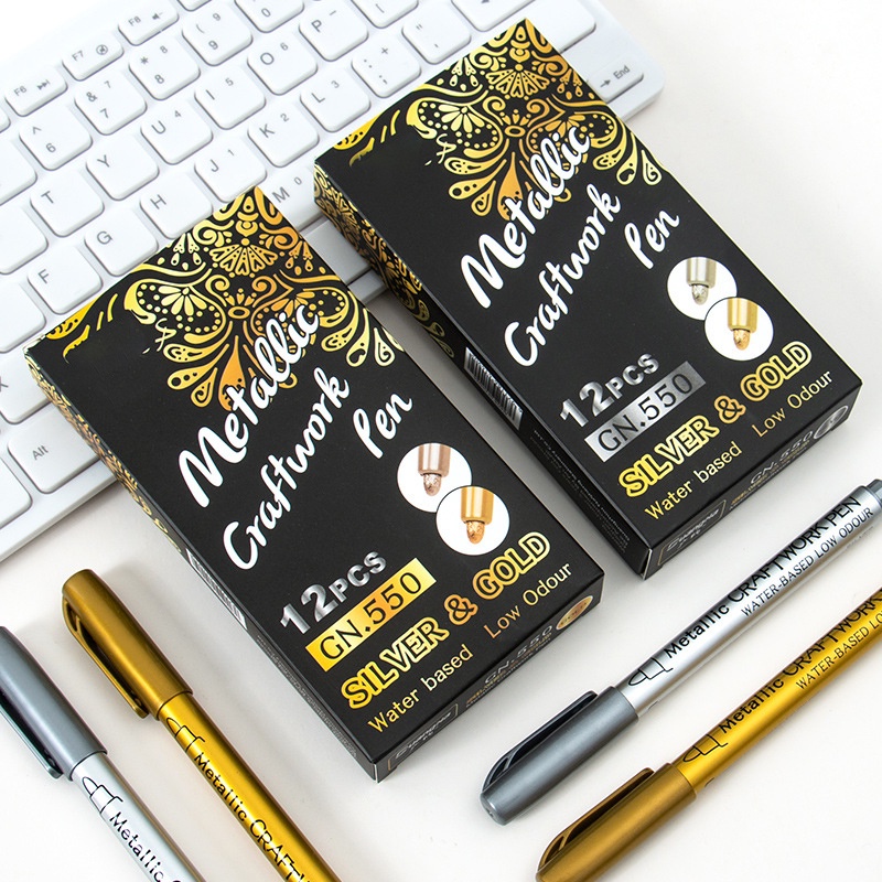 Bút Kim Loại Vẽ Tranh / Bút / Bút / Bút Đánh Dấu / Bút Màu Vàng / Bạc / Văn Phòng Trường Học / Thủ Công