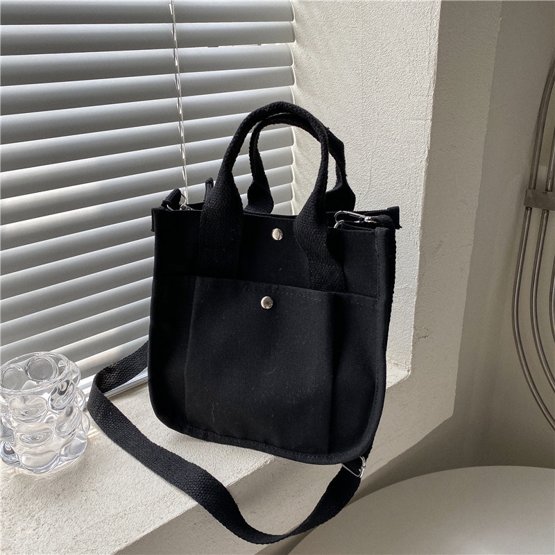 MISCHA Túi Đeo Vai Hình Vuông Cỡ Nhỏ Bằng Vải Bạt Màu Trơn Phong Cách Nhật Bản Hàng Mới Dành Cho Bạn Nữ