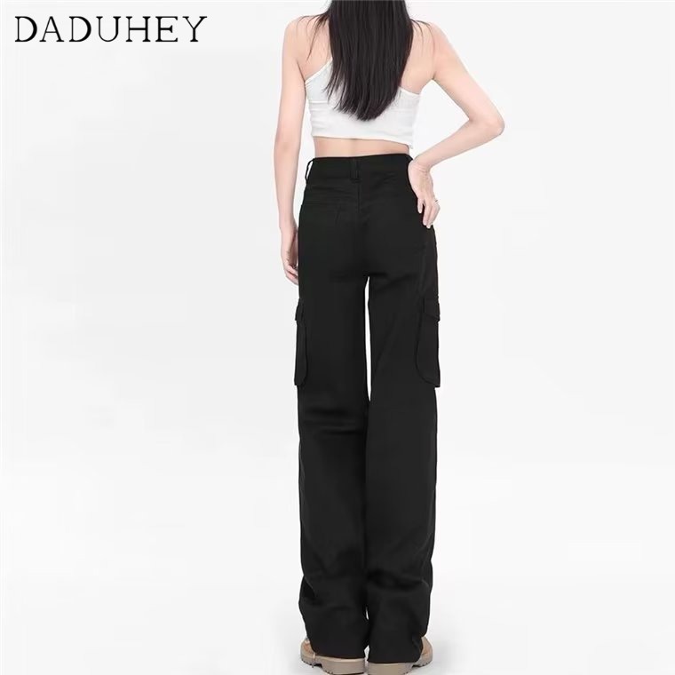 Quần dài DaDuHey lưng cao dáng rộng phối nhiều túi kiểu dáng retro thời trang Mỹ