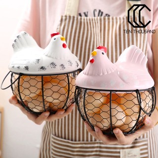 [TT]☼Egg Storage Basket Chicken Shape Decoration Iron Anti-slip Egg Storage Container for Kitchen