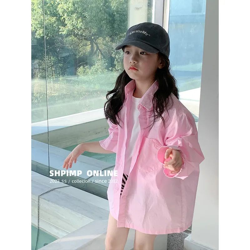 Áo Sơ Mi Tay Dài Chống Nắng Phong Cách Hàn Quốc Thời Trang Cho Bé Gái