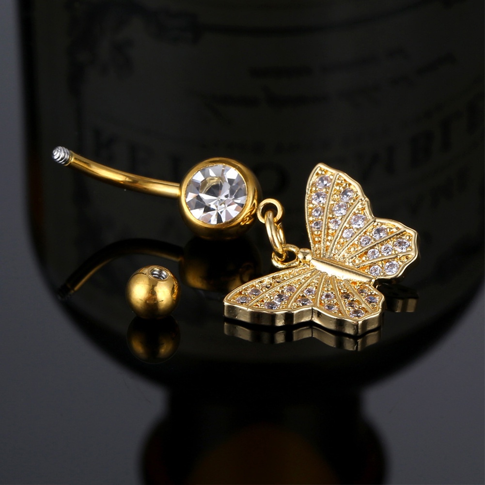 1pc Khuyên Rốn Hình Bướm Đính Đá Tinh Tế Thời Trang Dễ Phối Đồ