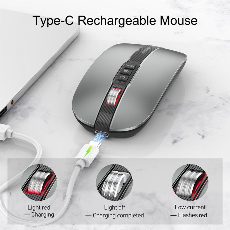 Chuột Bluetooth Không Dây M113 2.4G Hai Chế Độ 2400DPI Sạc Type-C Cho PC Laptop