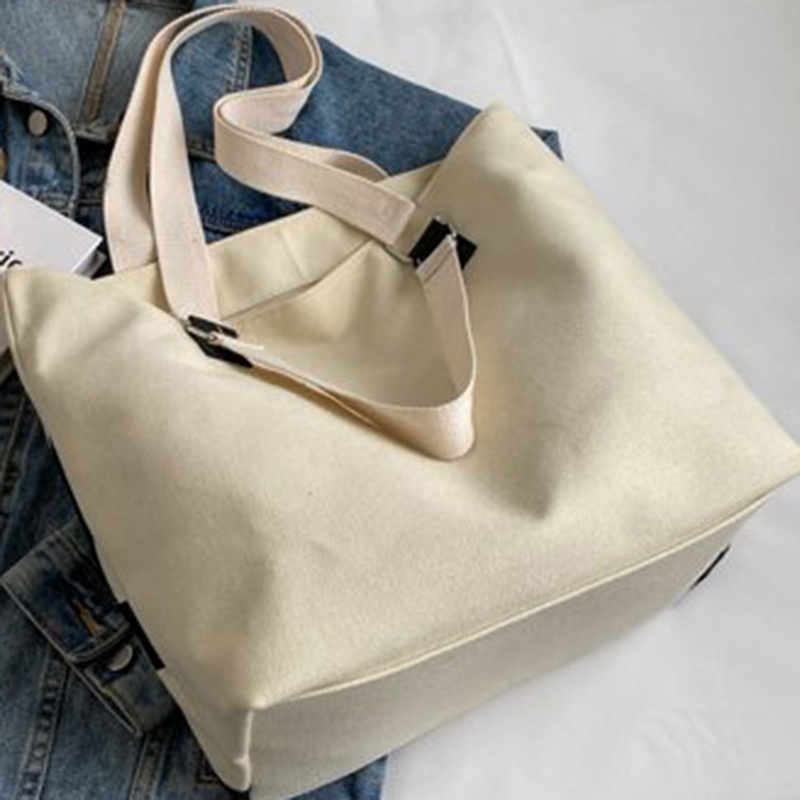 Túi Xách Tote Bằng Vải Bạt Ngăn Chứa Rộng Đơn Giản Thời Trang Cho Nữ