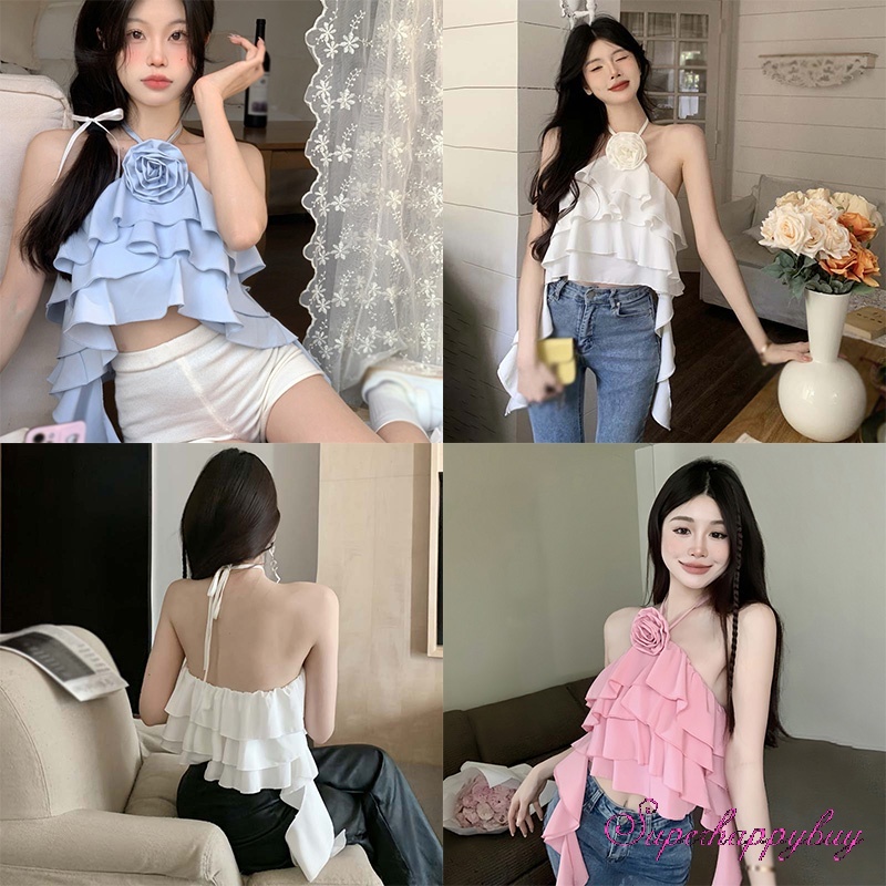 Áo Voan Hai Dây In Hoa Thời Trang Nữ Tính