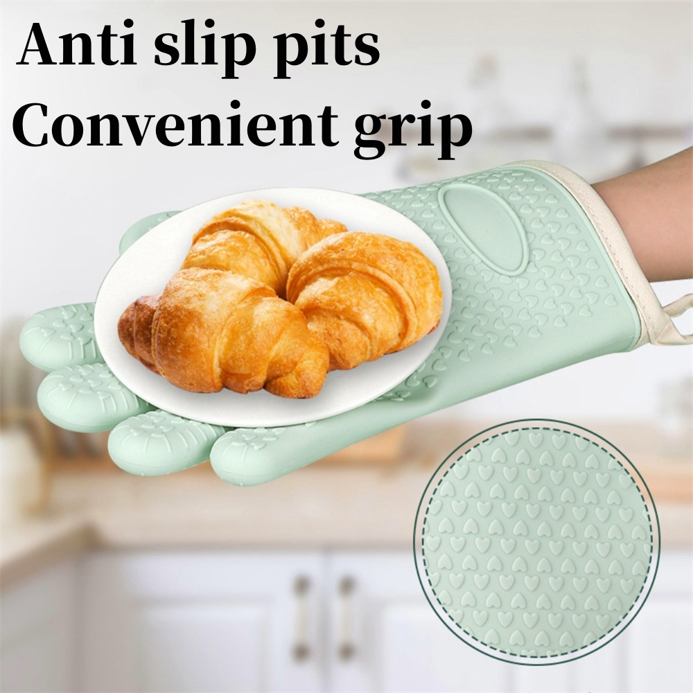 Găng tay silicone năm ngón chịu được nhiệt độ cao chống trượt thân thiện với làn da dành cho nhà bếp
