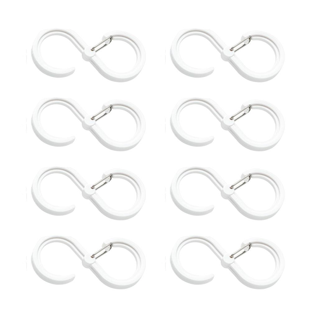 Set 8 Móc Treo Đồ Hình Chữ S Không Đục Lỗ Màu Trắng Tiện Dụng Cho Nhà Bếp / Phòng Tắm