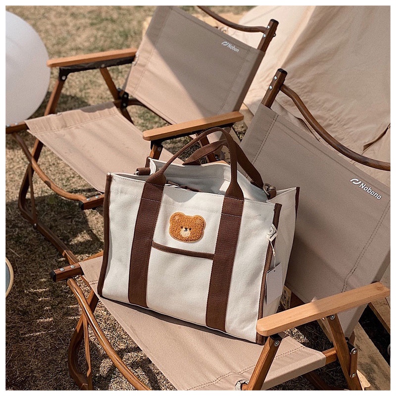 MISCHA Túi vải Cỡ Lớn Thêu Họa Tiết Đa Năng Phong Cách Hàn Quốc Cho Mẹ Bỉm Sữa