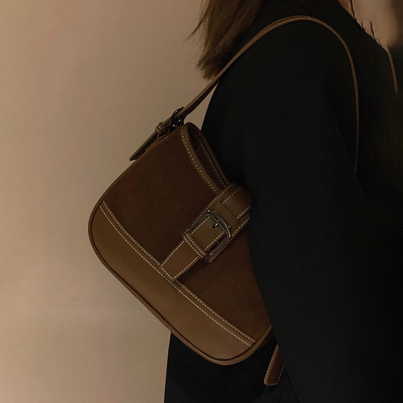 Túi Đeo Vai Màu Cà Phê Phong Cách Pháp Thời Trang Sang Trọng Cho Nữ