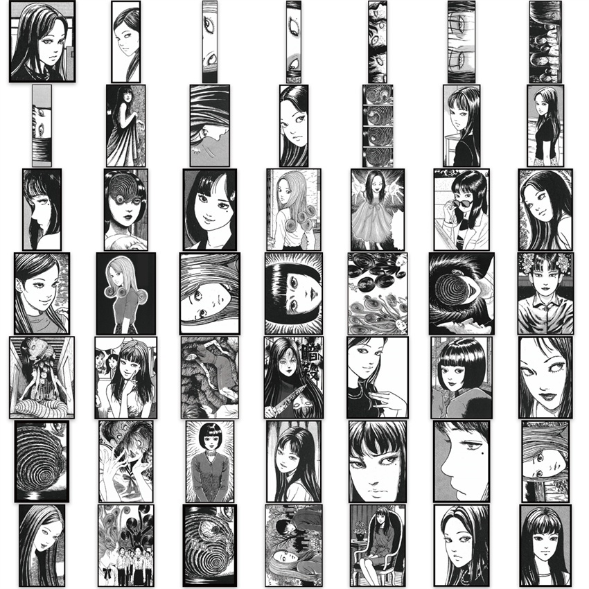 Bộ 100 Chiếc ❉ Truyện Junji Ito. Tomie - Hình Dán Đen Trắng Cổ Điển ❉ Sticker Dán Tường Chống Thấm Nước Họa Tiết Doodle Hợp Thời Trang