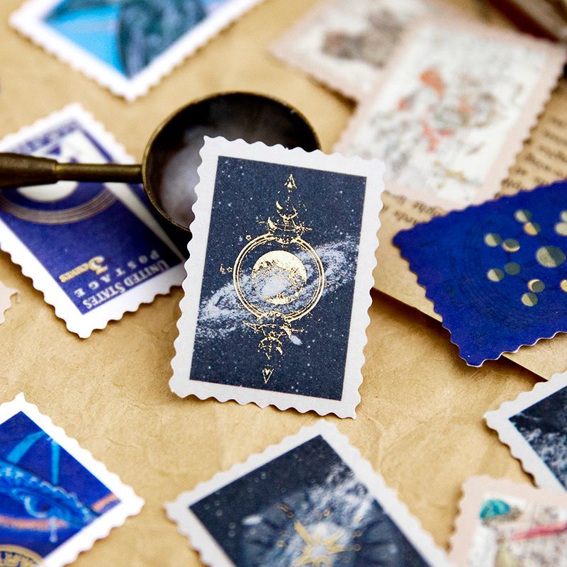 Túi 30 Tờ Nhãn Dán Giấy Họa Tiết Galaxy Mystery Phong Cách Retro Dùng Trang Trí Sổ Tay DIY