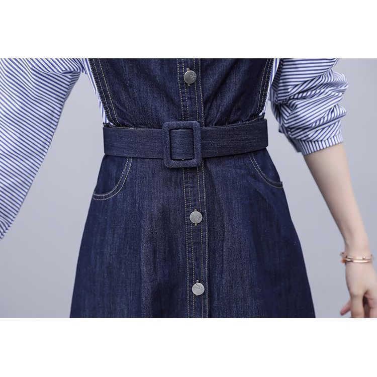 Chân váy jean Họa Tiết Kẻ Sọc Thời Trang