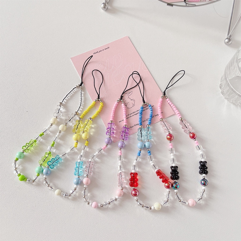 Bộ Phụ Kiện Trang Trí Điện Thoại / Chìa Khóa / Dây Đeo Túi Xách Hình Chú Gấu Bằng acrylic Dễ Thương DIY