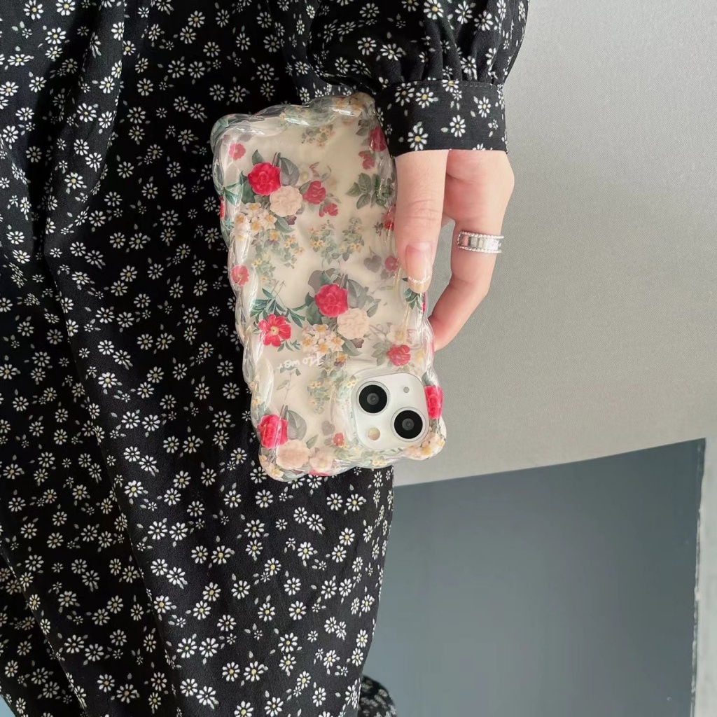 ✅Ốp Điện Thoại Mềm Họa Tiết Hoa Phong Cách Retro Cho iPhone14promax 13 12 11 FP7G