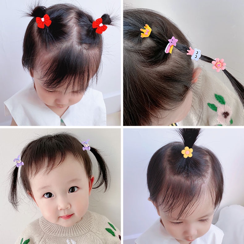 Dây Buộc Tóc Cao Su Co Giãn Họa Tiết Hoạt Hình Phong Cách Hàn Quốc Cho Bé Gái
