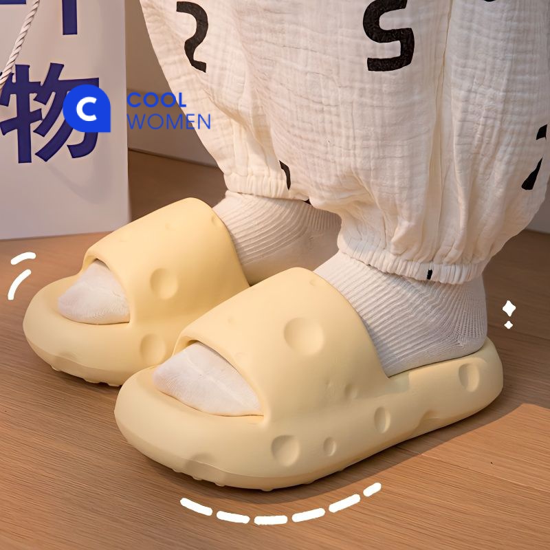 Dép Đi Trong Nhà Đế Dày Hình Phô Mai Thời Trang Mùa Hè Cho Nữ
