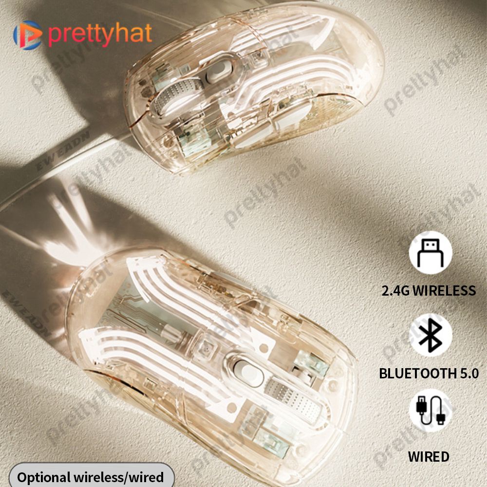 Chuột cơ không dây trong suốt 3 chế độ kết nối mouse Wireless chuột game không tiếng ồn
