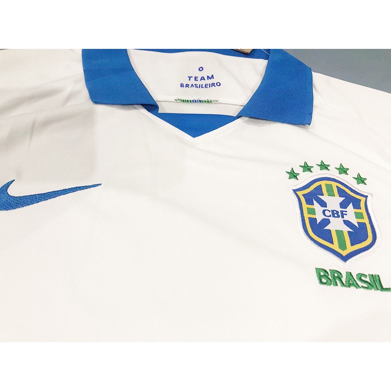 2301#Sports T-shirt giản dị 19-20 quần áo huấn luyện brazil màu trắng nam in áo polo brazil