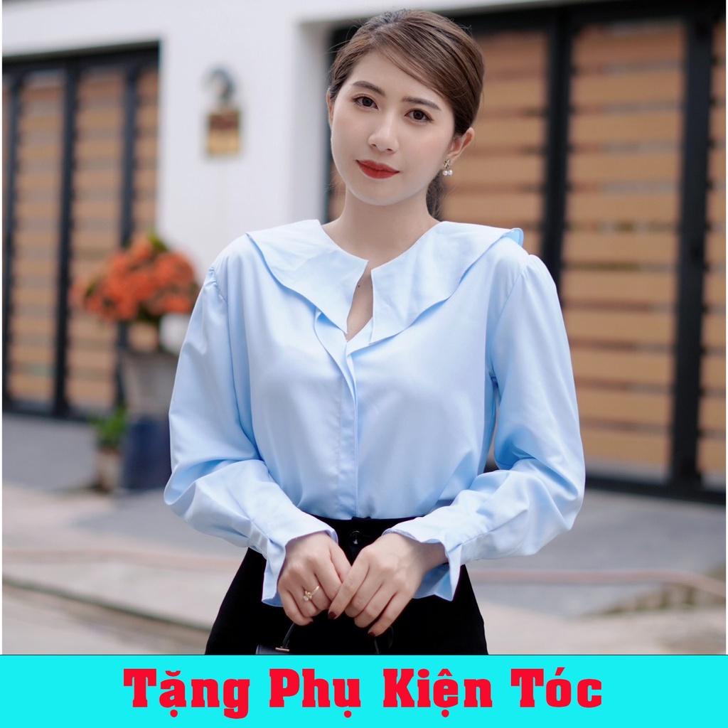 Áo sơ mi nữ tay dài cổ bèo thời trang công sở siêu xinh 4YOUNG A231