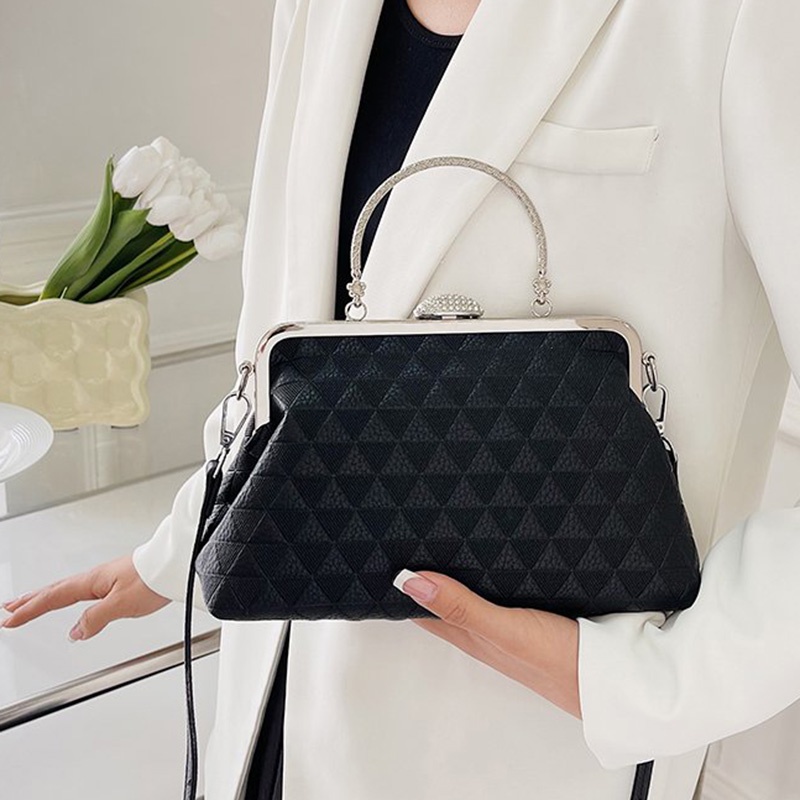 Túi Xách Đeo Vai Có Kẹp Màu Vàng Kim Phong Cách Âu Mỹ Cổ Điển Thời Trang Cho Nữ