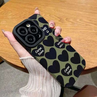 Ốp Điện Thoại Mềm Họa Tiết Trái Tim Màu Xanh Lá / Đen Cho IPhone 6S 7 Plus 8 Plus X XS XR XS Max 11 13 12 14 PRO Max 14 Plus 12 13
