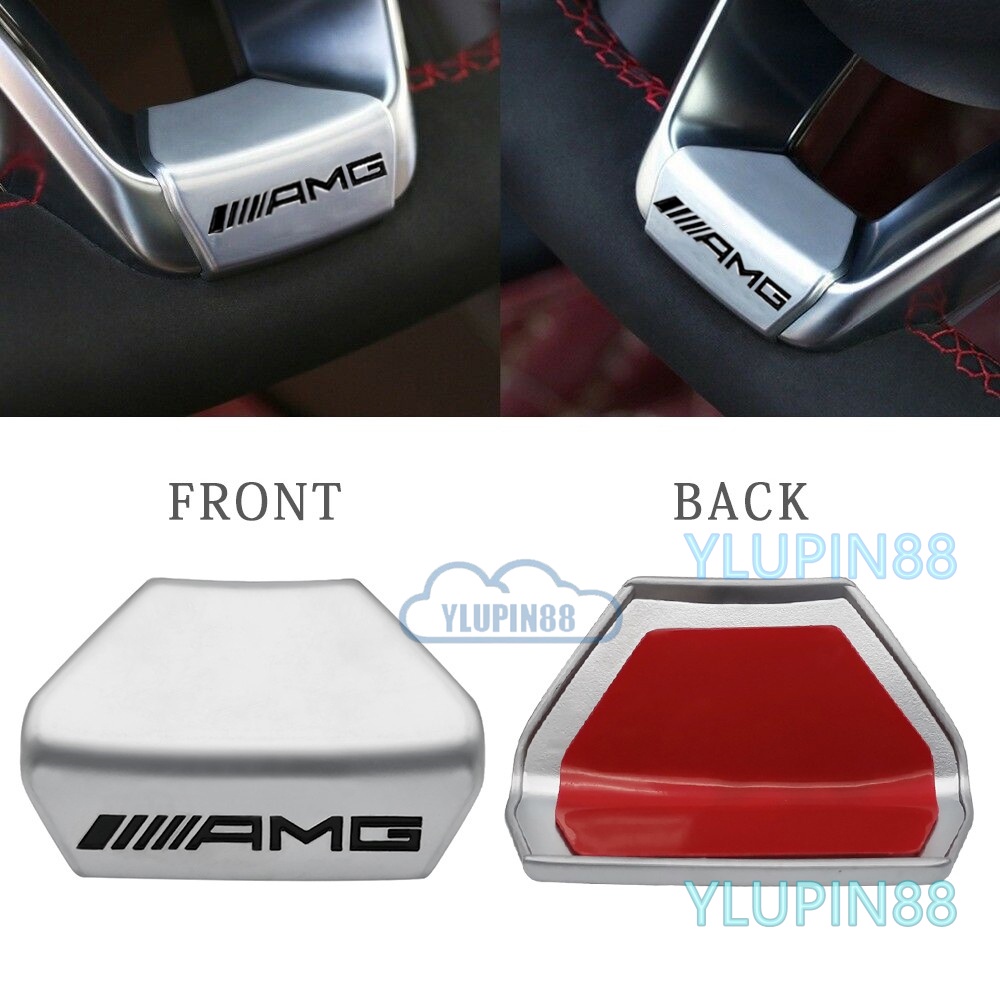 Miếng Dán Logo Bằng Kim Loại Trang Trí Vô Lăng Xe Hơi Mercedes Benz AMG A C E CLA GLA GLC GLE Class W204 W205 W117 W176 W211 W212 W213 W203