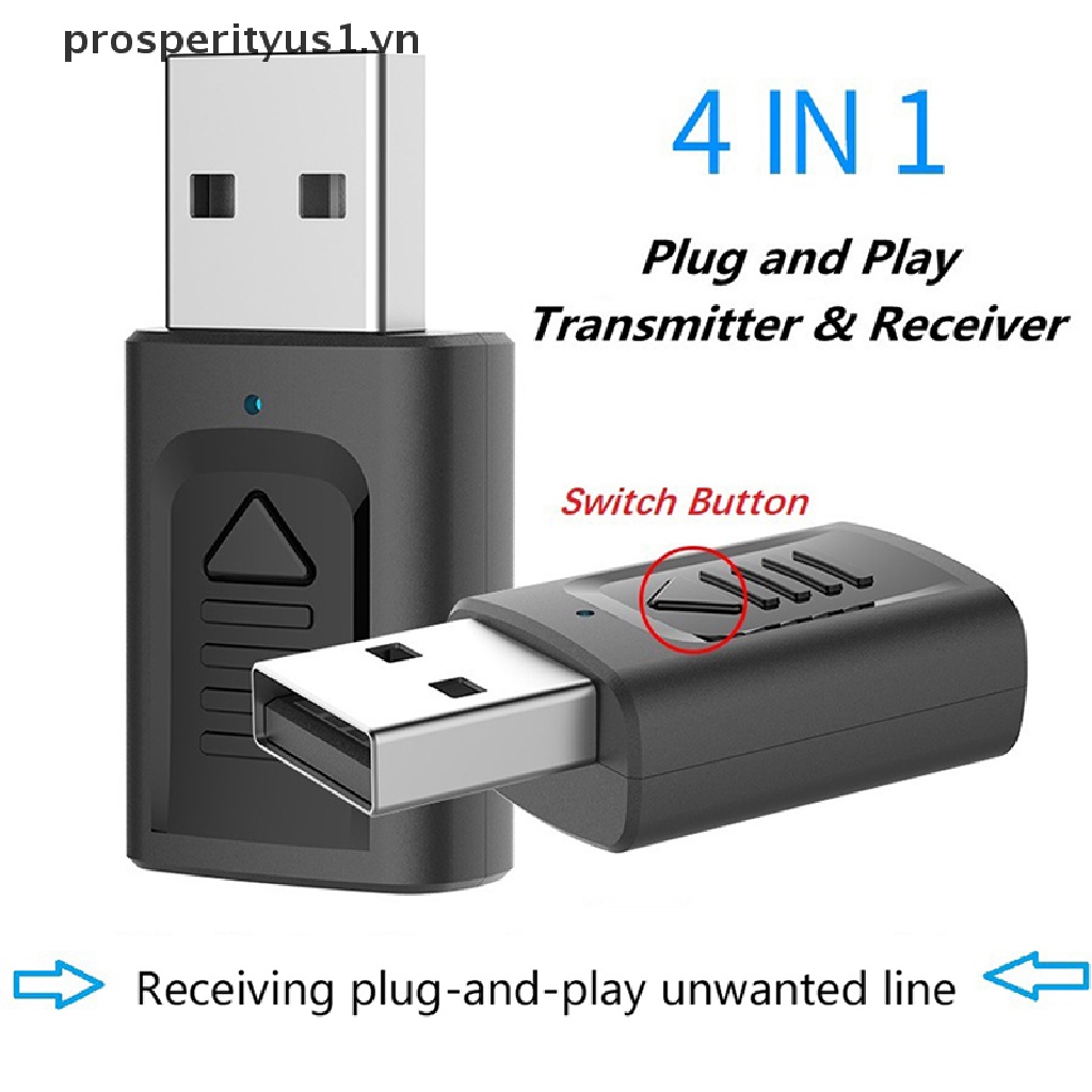 4 in 1 USB Bluetooth 5.0 Audio Receiver Transmitter Adapter RCA 3.5mm Jack for PC TV Headphones Home Car Stereo Sound System [VN]