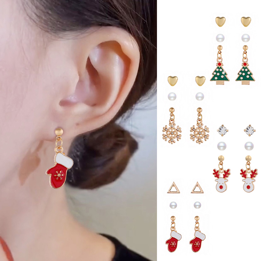 1 Đôi Bông Tai Hình Hoa Tuyết Giáng Sinh Nhiều Kiểu Dáng Sáng Tạo Mới