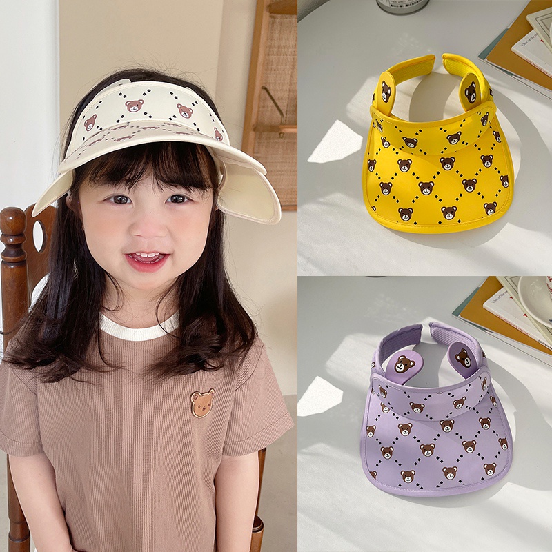 Khung Thành Cho Bé Chất Lượng Cao❤Mũ Lưỡi Trai Nửa Đầu Chống Nắng Tia UV Hình Gấu Dễ Thương Cho Bé