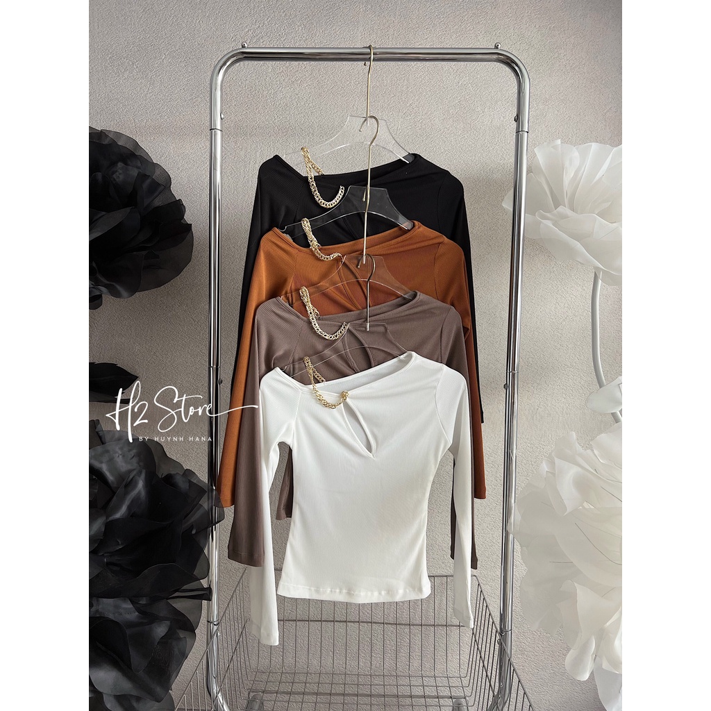 ÁO TAY DÀI XÉO DÂY XÍCH  - QA03675
