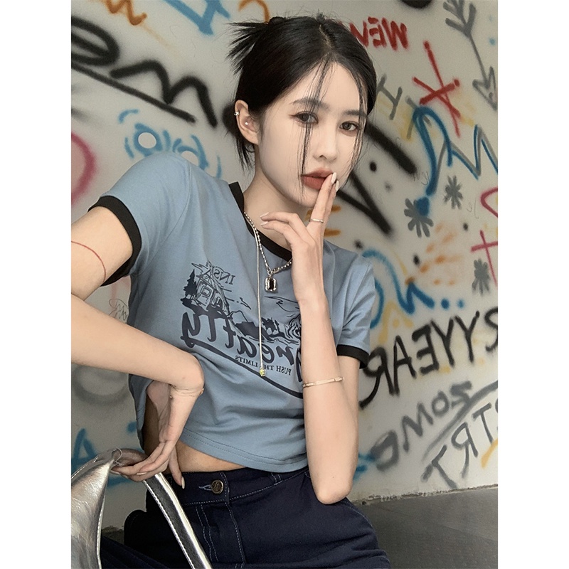 NRVP Áo Thun Tay Ngắn In Họa Tiết Phong Cách Hàn Quốc Mới Cho Nữ