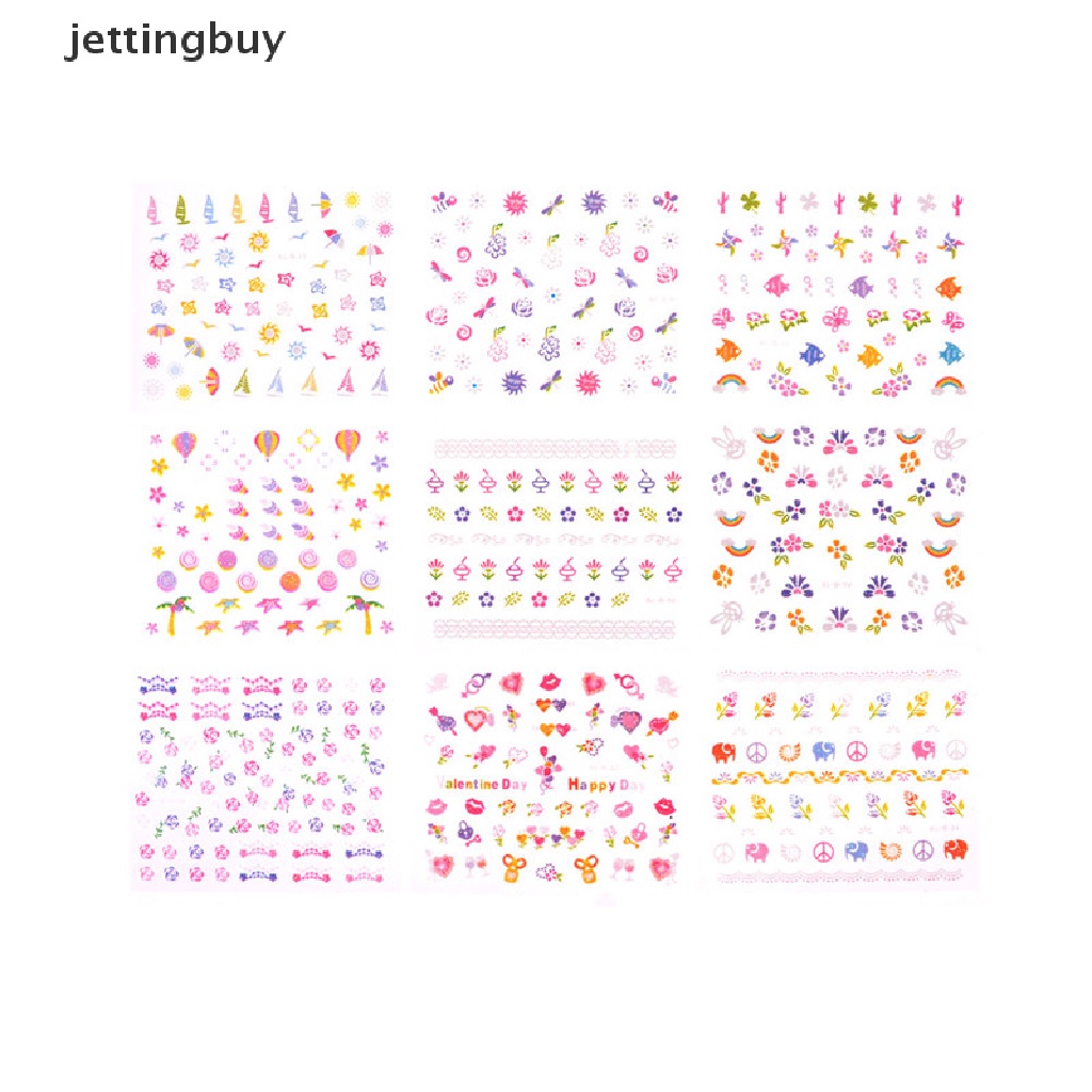 Bộ 5 Tấm Sticker Hoạt Hình Dán Trang Trí Móng Tay An Toàn Cho Bé