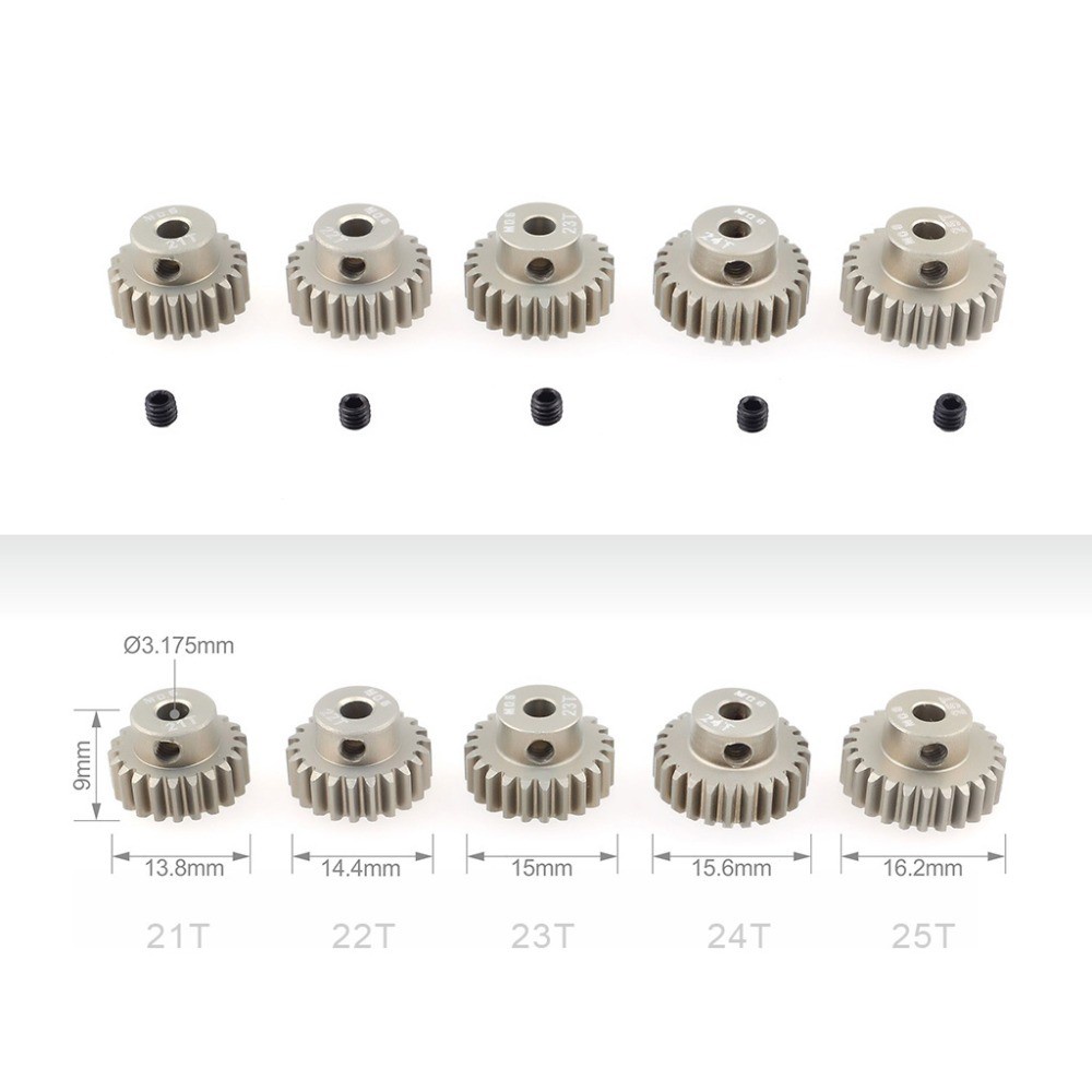 Trục Bánh Răng Kim Loại M0.6 3.175mm 13T 14T 15T 16T 17T 18T 19T 20T 21T 22T 23T 24T 25T 26T 27T 28T 29T 30T 31T 32T 33T 1 / 10