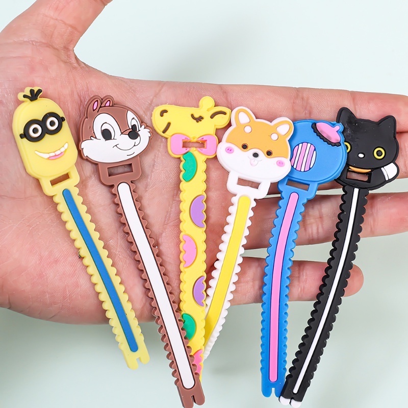 Set 1 / 10 Dụng Cụ Quấn Dây Cáp Bằng Cao Su PVC Mềm Hình Chiếc Răng Cưa Hoạt Hình Sáng Tạo