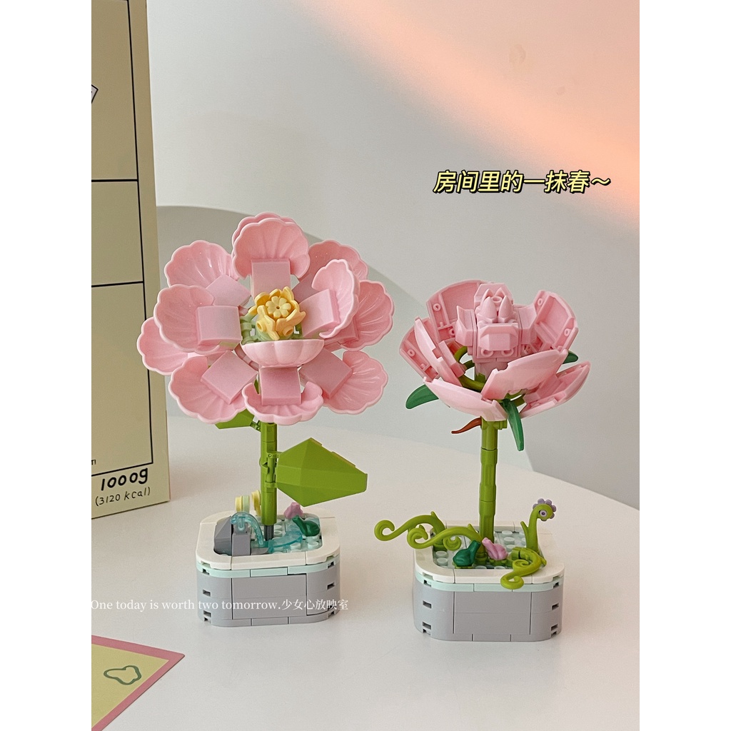 Đồ Chơi Lắp Ráp Chậu Hoa Dễ Thương Dùng Làm Quà Tặng Sinh Nhật