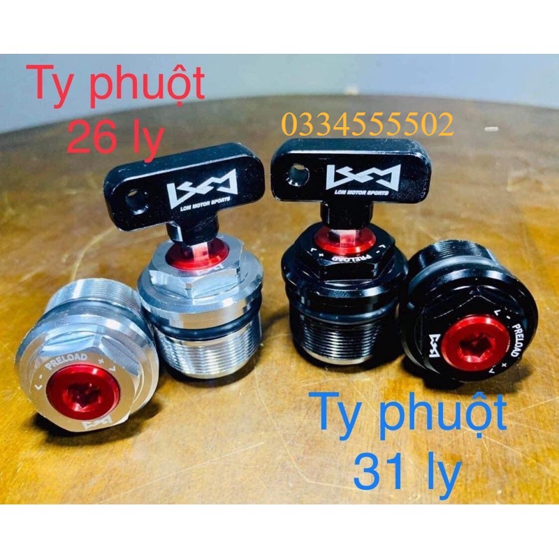 Núm chỉnh phuộc cnc LCM  tăng chỉnh nặng nhẹ exciter wave  dream sirius  vario sh click125 ab110 cty tân thành