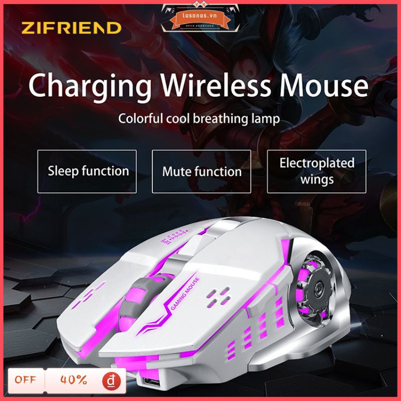 Chuột Quang Không Dây / Đèn Led 6 Nút Bấm 3600 Dpi Chuyên Dụng Chơi Game Cho Pc Laptop