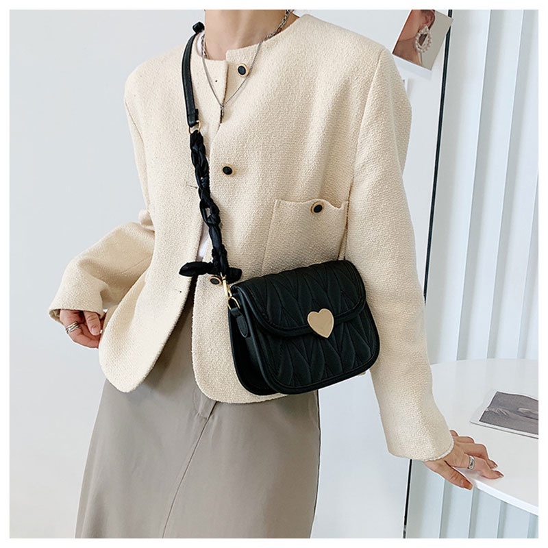 Ck Túi Xách Da PU Hình Vuông Màu Trơn Thêu Họa Tiết Hình Thoi Nhỏ Nhắn Thời Trang Cho Nữ