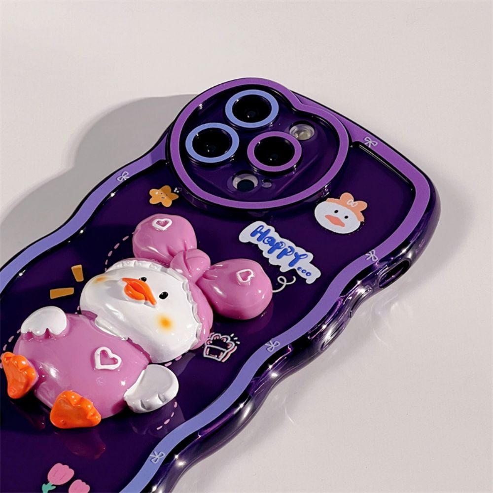 Ốp Điện Thoại TPU Mềm Chống Sốc Có Vòng Tay Vịt Hoạt Hình 3D Cho IPhone 11 12 13 14 Pro Max 14 Plus